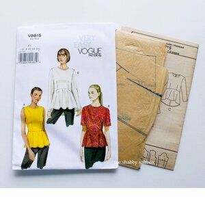 Vintage Vogue Sewing Pattern V8815 Peplum Tops 16-18-22-24 F5 Very Easy 2012